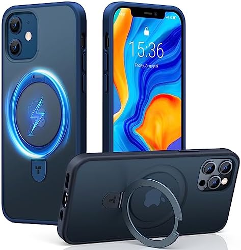 TORRAS Funda magnética azul para iPhone 17 Pro Max con soporte, [compatible con MagSafe] [probada en caídas de grado militar] Control de cámara, funda translúcida delgada de borde suave para iPhone 17