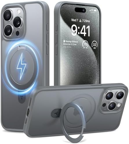 TORRAS Funda magnética azul para iPhone 17 Pro Max con soporte, [compatible con MagSafe] [probada en caídas de grado militar] Control de cámara, funda translúcida delgada de borde suave para iPhone 17