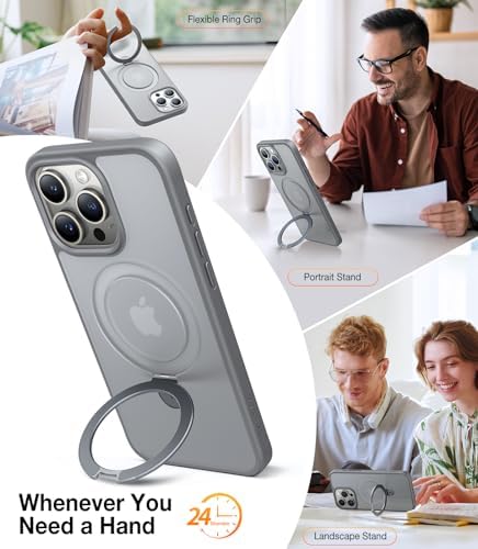 TORRAS Funda magnética azul para iPhone 17 Pro Max con soporte, [compatible con MagSafe] [probada en caídas de grado militar] Control de cámara, funda translúcida delgada de borde suave para iPhone 17