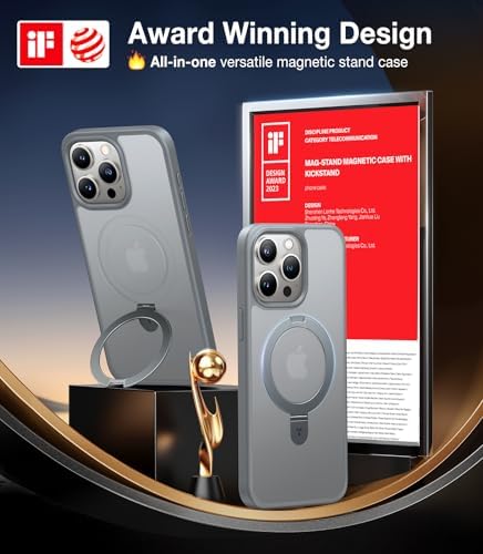 TORRAS Funda magnética azul para iPhone 17 Pro Max con soporte, [compatible con MagSafe] [probada en caídas de grado militar] Control de cámara, funda translúcida delgada de borde suave para iPhone 17