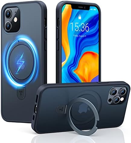 TORRAS Funda magnética azul para iPhone 17 Pro Max con soporte, [compatible con MagSafe] [probada en caídas de grado militar] Control de cámara, funda translúcida delgada de borde suave para iPhone 17