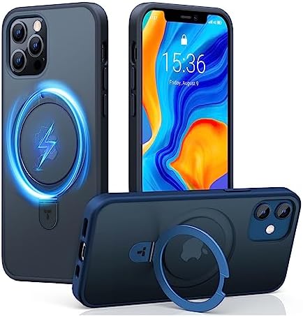 TORRAS Funda magnética azul para iPhone 17 Pro Max con soporte, [compatible con MagSafe] [probada en caídas de grado militar] Control de cámara, funda translúcida delgada de borde suave para iPhone 17