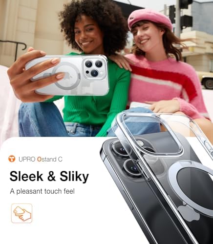 TORRAS Funda magnética azul para iPhone 17 Pro Max con soporte, [compatible con MagSafe] [probada en caídas de grado militar] Control de cámara, funda translúcida delgada de borde suave para iPhone 17