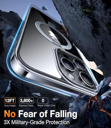 TORRAS Funda magnética azul para iPhone 17 Pro Max con soporte, [compatible con MagSafe] [probada en caídas de grado militar] Control de cámara, funda translúcida delgada de borde suave para iPhone 17