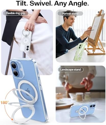 TORRAS Funda magnética azul para iPhone 17 Pro Max con soporte, [compatible con MagSafe] [probada en caídas de grado militar] Control de cámara, funda translúcida delgada de borde suave para iPhone 17