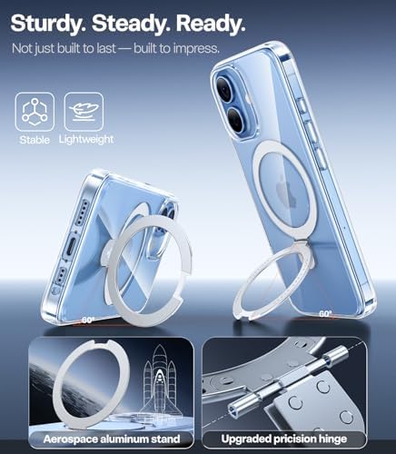 TORRAS Funda magnética azul para iPhone 17 Pro Max con soporte, [compatible con MagSafe] [probada en caídas de grado militar] Control de cámara, funda translúcida delgada de borde suave para iPhone 17