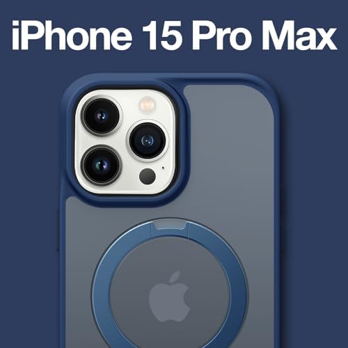 TORRAS Funda magnética azul para iPhone 17 Pro Max con soporte, [compatible con MagSafe] [probada en caídas de grado militar] Control de cámara, funda translúcida delgada de borde suave para iPhone 17