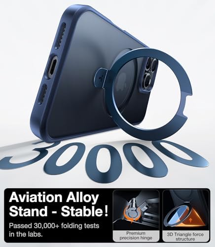 TORRAS Funda magnética azul para iPhone 17 Pro Max con soporte, [compatible con MagSafe] [probada en caídas de grado militar] Control de cámara, funda translúcida delgada de borde suave para iPhone 17