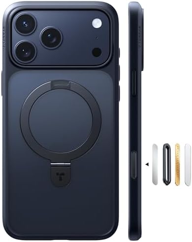 TORRAS Funda magnética azul para iPhone 17 Pro Max con soporte, [compatible con MagSafe] [probada en caídas de grado militar] Control de cámara, funda translúcida delgada de borde suave para iPhone 17