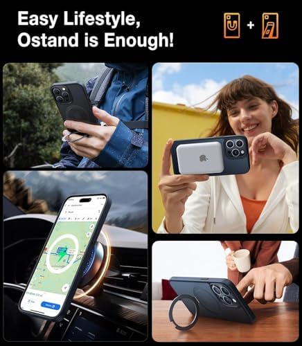 TORRAS Funda magnética azul para iPhone 17 Pro Max con soporte, [compatible con MagSafe] [probada en caídas de grado militar] Control de cámara, funda translúcida delgada de borde suave para iPhone 17