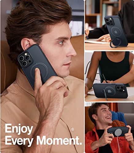 TORRAS Funda magnética azul para iPhone 17 Pro Max con soporte, [compatible con MagSafe] [probada en caídas de grado militar] Control de cámara, funda translúcida delgada de borde suave para iPhone 17