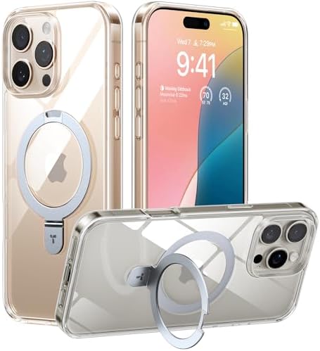 TORRAS Funda magnética azul para iPhone 17 Pro Max con soporte, [compatible con MagSafe] [probada en caídas de grado militar] Control de cámara, funda translúcida delgada de borde suave para iPhone 17