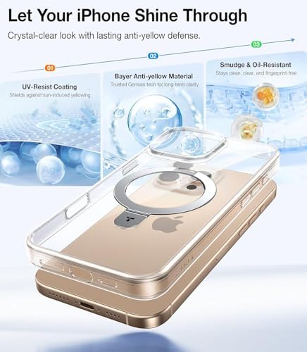 TORRAS Funda magnética azul para iPhone 17 Pro Max con soporte, [compatible con MagSafe] [probada en caídas de grado militar] Control de cámara, funda translúcida delgada de borde suave para iPhone 17