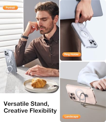 TORRAS Funda magnética azul para iPhone 17 Pro Max con soporte, [compatible con MagSafe] [probada en caídas de grado militar] Control de cámara, funda translúcida delgada de borde suave para iPhone 17