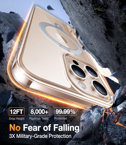 TORRAS Funda magnética azul para iPhone 17 Pro Max con soporte, [compatible con MagSafe] [probada en caídas de grado militar] Control de cámara, funda translúcida delgada de borde suave para iPhone 17