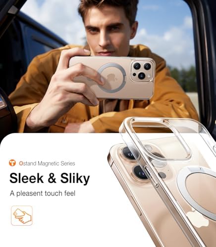 TORRAS Funda magnética azul para iPhone 17 Pro Max con soporte, [compatible con MagSafe] [probada en caídas de grado militar] Control de cámara, funda translúcida delgada de borde suave para iPhone 17