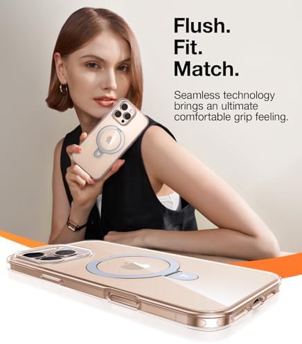 TORRAS Funda magnética azul para iPhone 17 Pro Max con soporte, [compatible con MagSafe] [probada en caídas de grado militar] Control de cámara, funda translúcida delgada de borde suave para iPhone 17