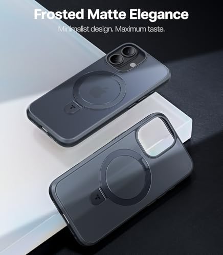 TORRAS Funda magnética azul para iPhone 17 Pro Max con soporte, [compatible con MagSafe] [probada en caídas de grado militar] Control de cámara, funda translúcida delgada de borde suave para iPhone 17