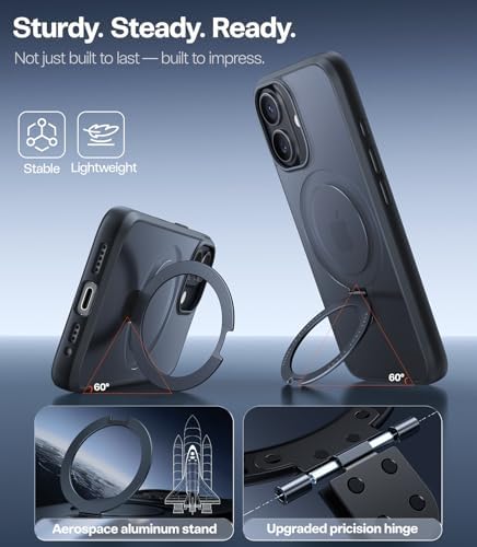 TORRAS Funda magnética azul para iPhone 17 Pro Max con soporte, [compatible con MagSafe] [probada en caídas de grado militar] Control de cámara, funda translúcida delgada de borde suave para iPhone 17