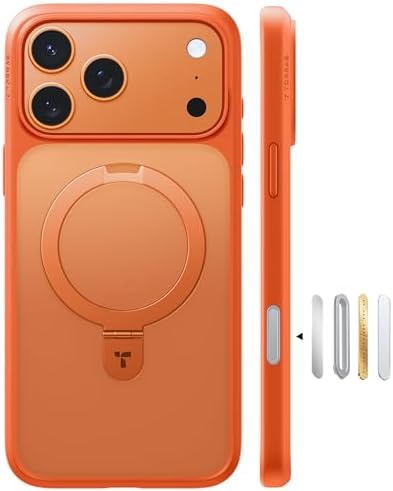 TORRAS Funda magnética azul para iPhone 17 Pro Max con soporte, [compatible con MagSafe] [probada en caídas de grado militar] Control de cámara, funda translúcida delgada de borde suave para iPhone 17