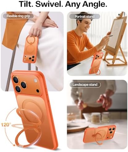 TORRAS Funda magnética azul para iPhone 17 Pro Max con soporte, [compatible con MagSafe] [probada en caídas de grado militar] Control de cámara, funda translúcida delgada de borde suave para iPhone 17