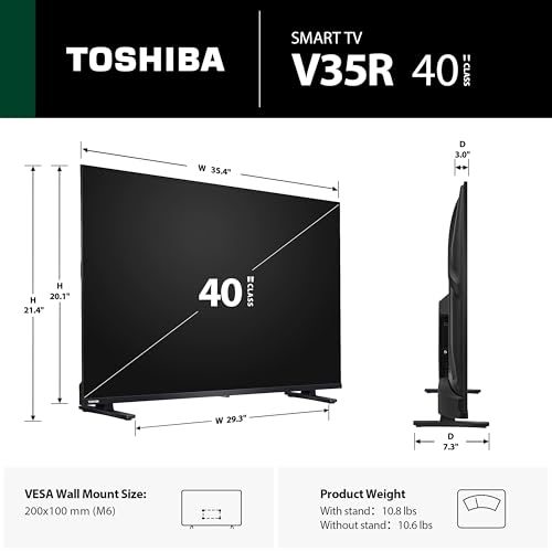 TOSHIBA 40 Class V35 Series LED FHD Smart Fire TV  Voice Remote with Alexa  Stream Live TV Without Cable