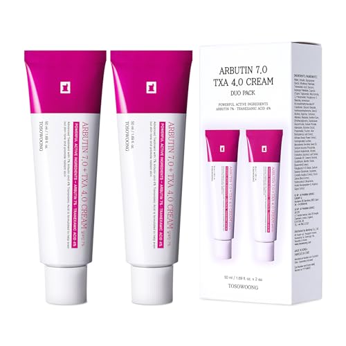 TOSOWOONG Arbutin 7% + Ácido Tranexámico 4% Crema, 70,000ppm Arbutin, 40,000ppm TXA, Niacinamida, Glutatión, Manchas Oscuras, Pecas, Imperfecciones, Pigmentación, Cuidado de la Piel Coreana, 50ml