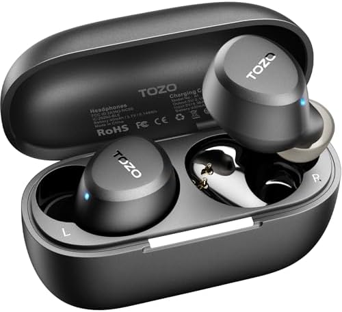 TOZO A1 Wireless Earbuds Bluetooth 5 3 Light Weight in Ear IPX5 Waterproof Headphones 2 Mic for AI Calls  Immersive Premium Sound Bass Headset with Charging Case  32 Presets EQ Customization via App