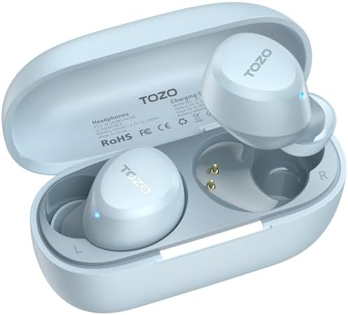 TOZO A1 Wireless Earbuds Bluetooth 5 3 Light Weight in Ear IPX5 Waterproof Headphones 2 Mic for AI Calls  Immersive Premium Sound Bass Headset with Charging Case  32 Presets EQ Customization via App