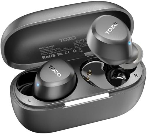 TOZO A1 Wireless Earbuds Bluetooth 5 3 Light Weight in Ear IPX5 Waterproof Headphones 2 Mic for AI Calls  Immersive Premium Sound Bass Headset with Charging Case  32 Presets EQ Customization via App