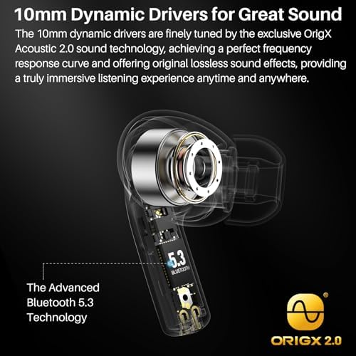 TOZO T20 Wireless Earbuds Bluetooth Headphones 48 5 Hrs Playtime with LED Digital Display  IPX8 Waterproof  Dual Mic Call Noise Cancelling 10mm Broad Range Speakers  New Version