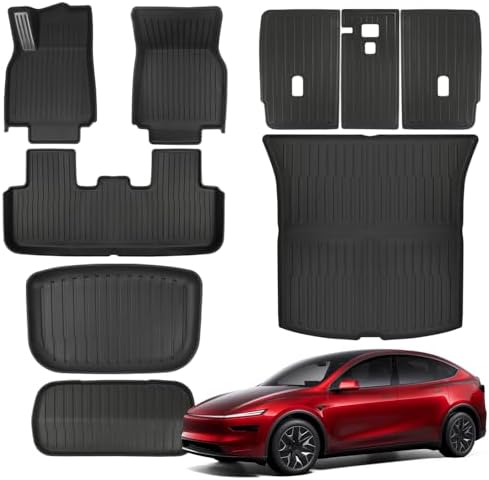 TPE Floor Mats fit for Tesla Model All Weather TPE Cargo Liner Cargo Trunk Accessories and Cargo Trunk Mats Front Rear Cargo Mat Full Set  Tesla Model Y Juniper   Model Y Juniper 7PCS 