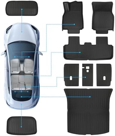 TPE Floor Mats fit for Tesla Model All Weather TPE Cargo Liner Cargo Trunk Accessories and Cargo Trunk Mats Front Rear Cargo Mat Full Set  Tesla Model Y Juniper   Model Y Juniper 7PCS 