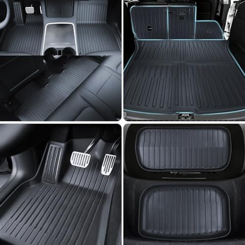 TPE Floor Mats fit for Tesla Model All Weather TPE Cargo Liner Cargo Trunk Accessories and Cargo Trunk Mats Front Rear Cargo Mat Full Set  Tesla Model Y Juniper   Model Y Juniper 7PCS 