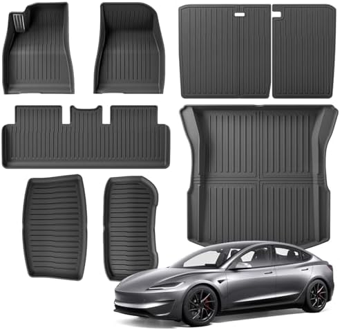 TPE Floor Mats fit for Tesla Model All Weather TPE Cargo Liner Cargo Trunk Accessories and Cargo Trunk Mats Front Rear Cargo Mat Full Set  Tesla Model Y Juniper   Model Y Juniper 7PCS 