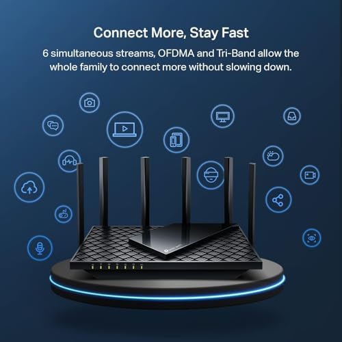 TP Link AXE5400 Tri Band WiFi 6E Router  Archer AXE75   2025 PCMag Editors Choice  Gigabit Internet for Gaming & Streaming  New 6GHz Band  160MHz  OneMesh  Quad Core CPU  VPN & WPA3 Security