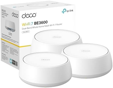 TP Link Deco 7 BE23 Dual Band BE3600 WiFi 7 Mesh Wi Fi System   4 Stream 3 6 Gbps  160 Mhz   Covers up to 6 500 Sq Ft   2  2 5G Ports Wired Backhaul   VPN MLO AI Roaming  HomeShield  3 Pack