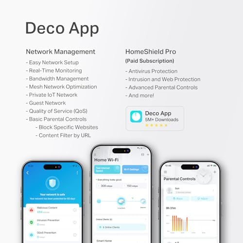 TP Link Deco 7 BE23 Dual Band BE3600 WiFi 7 Mesh Wi Fi System   4 Stream 3 6 Gbps  160 Mhz   Covers up to 6 500 Sq Ft   2  2 5G Ports Wired Backhaul   VPN MLO AI Roaming  HomeShield  3 Pack