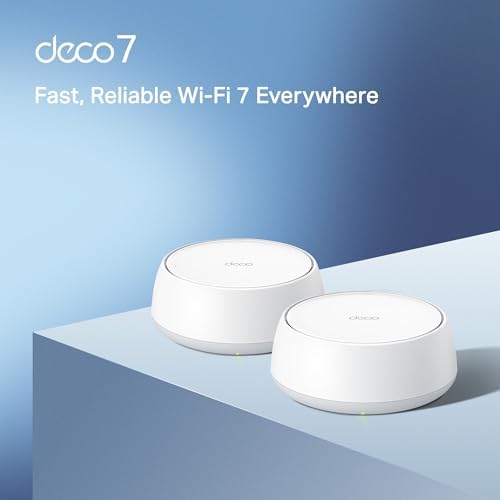 TP Link Deco 7 BE25 Dual Band BE5000 WiFi 7 Mesh Wi Fi System   4 Stream 5 Gbps  240 Mhz Channels   Covers up to 4 600 Sq Ft   2X 2 5G Ports Wired Backhaul   VPN MLO  AI Roaming  HomeShield  2 Pack