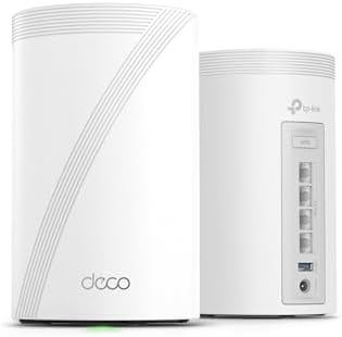 TP Link Deco 7 Pro BE63 Tri Band WiFi 7 BE10000 Whole Home Mesh System  6 Stream 10 Gbps  4x2 5G Ports Wired Backhaul  4X Smart Internal Antennas  VPN  HomeShield  Free Expert Support  2 Pack 