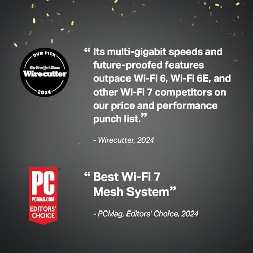 TP Link Deco 7 Pro BE63 Tri Band WiFi 7 BE10000 Whole Home Mesh System  6 Stream 10 Gbps  4x2 5G Ports Wired Backhaul  4X Smart Internal Antennas  VPN  HomeShield  Free Expert Support  2 Pack