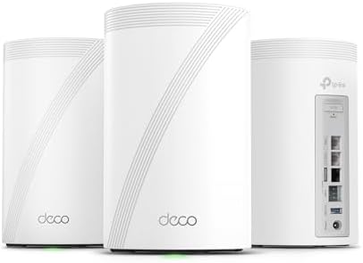 TP Link Deco 7 Pro BE17000 Tri Band Wi Fi 7 Whole Home Mesh System   9 Stream 17Gbps   10G RJ45/SFP  Combo   Multi Gig Wired Backhaul   Up to 8500 Sq ft   HomeShield  MLO  320 MHz  Deco BE77 3 Pack 