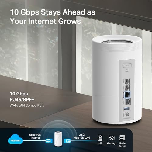 TP Link Deco 7 Pro BE17000 Tri Band Wi Fi 7 Whole Home Mesh System   9 Stream 17Gbps   10G RJ45/SFP  Combo   Multi Gig Wired Backhaul   Up to 8500 Sq ft   HomeShield  MLO  320 MHz  Deco BE77 3 Pack 