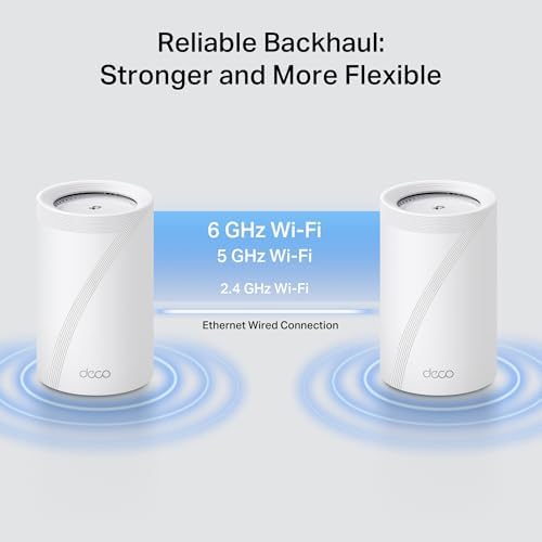 TP Link Deco 7 Pro BE17000 Tri Band Wi Fi 7 Whole Home Mesh System   9 Stream 17Gbps   10G RJ45/SFP  Combo   Multi Gig Wired Backhaul   Up to 8500 Sq ft   HomeShield  MLO  320 MHz  Deco BE77 3 Pack 