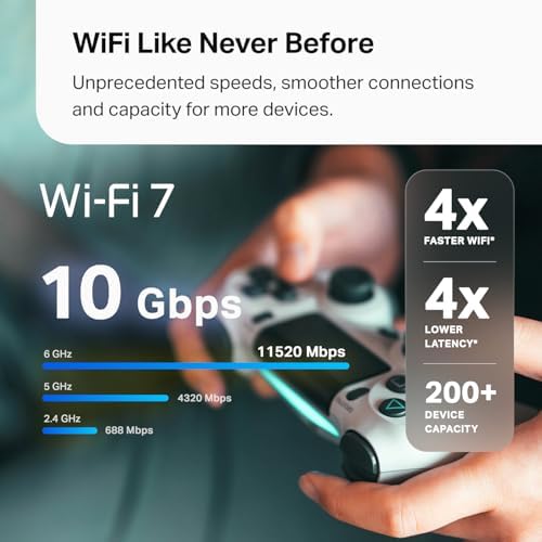 TP Link Deco 7 Pro BE63 Tri Band WiFi 7 BE10000 Whole Home Mesh System   6 Stream 10 Gbps  4x2 5G Ports Wired Backhaul  4X Smart Internal Antennas  VPN  HomeShield  Free Expert Support  3 Pack 