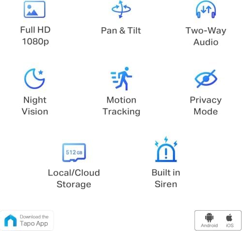 TP Link Tapo Pan/Tilt Security Camera for Baby Monitor  Pet Camera w/Motion Detection  1080P  2 Way Audio  Night Vision  Cloud & SD Card Storage  Works with Alexa & Google Home  Tapo C200 