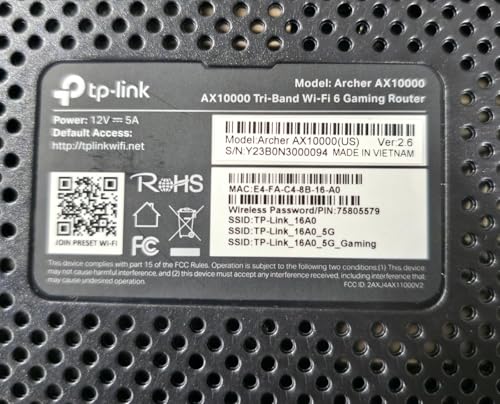 TP Link WiFi 6 AX Router for Large Homes   Tri Band Wireless  2 5G WAN  8 LAN Ports  Archer AX10000   Black and Red  Renewed 