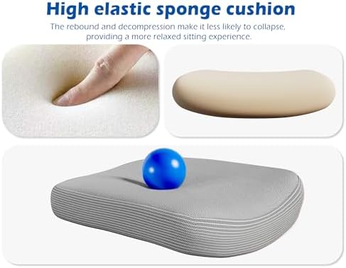 TRALT Ergonomic Office Chair   Desk Chair with Adjustable Headrest Lumbar Support Computer Chair   Mesh Comfy Chair with Flip up Armrests   Gaming Chairs for Adults Home Office  Leather  Grey 