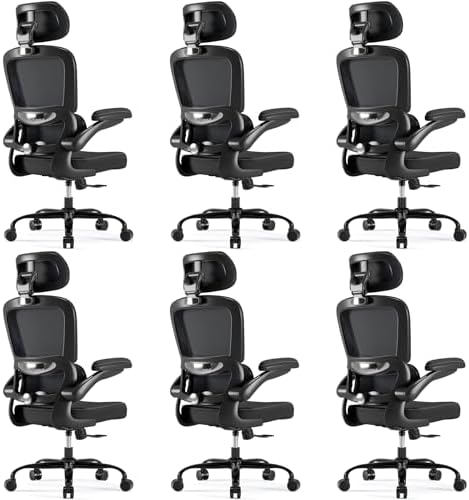 TRALT Ergonomic Office Chair   Desk Chair with Adjustable Headrest Lumbar Support Computer Chair   Mesh Comfy Chair with Flip up Armrests   Gaming Chairs for Adults Home Office  Leather  Grey 