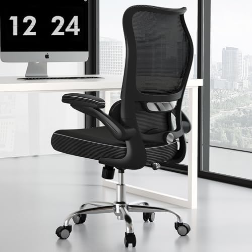 TRALT Ergonomic Office Chair   Desk Chair with Wave High Back Adjustable Lumbar Support Computer Chair   Gaming Chairs Mesh Backrest and PU Leather Seat for Home Reading Chairs to Adults Black 